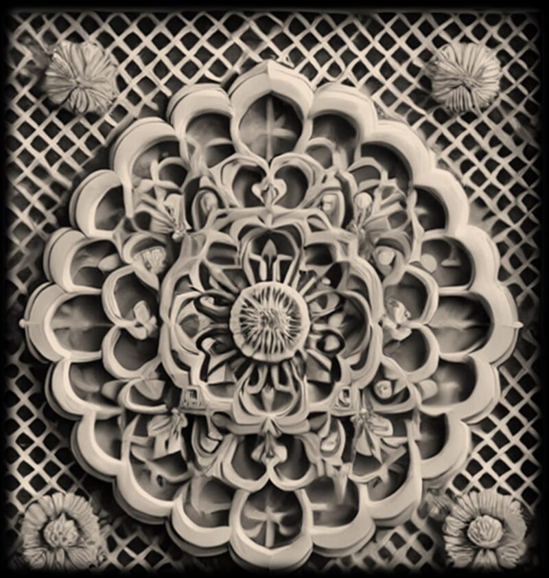 Intricate stone mandala carving
