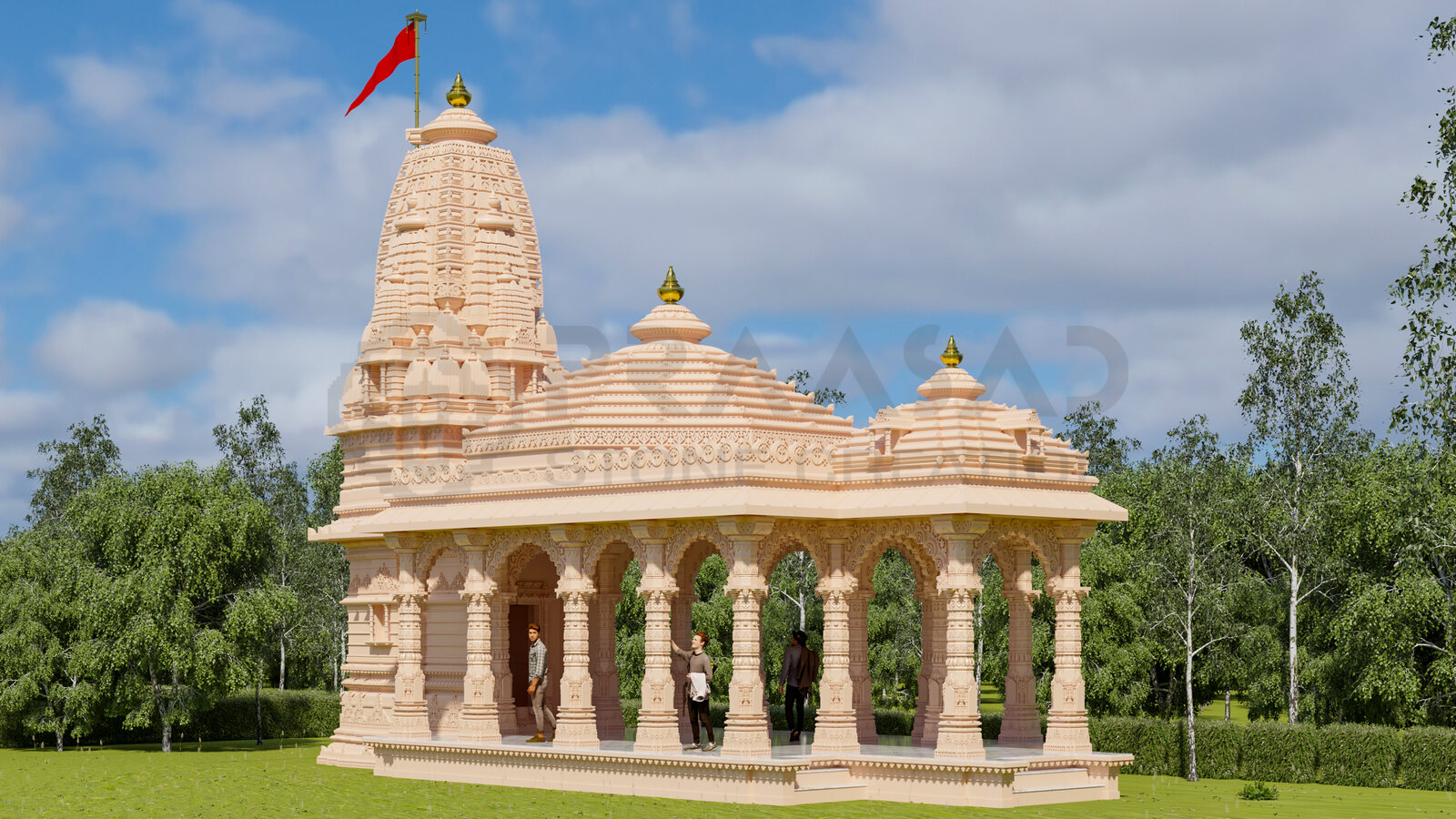 Shri Khodaldham design render, side elevation