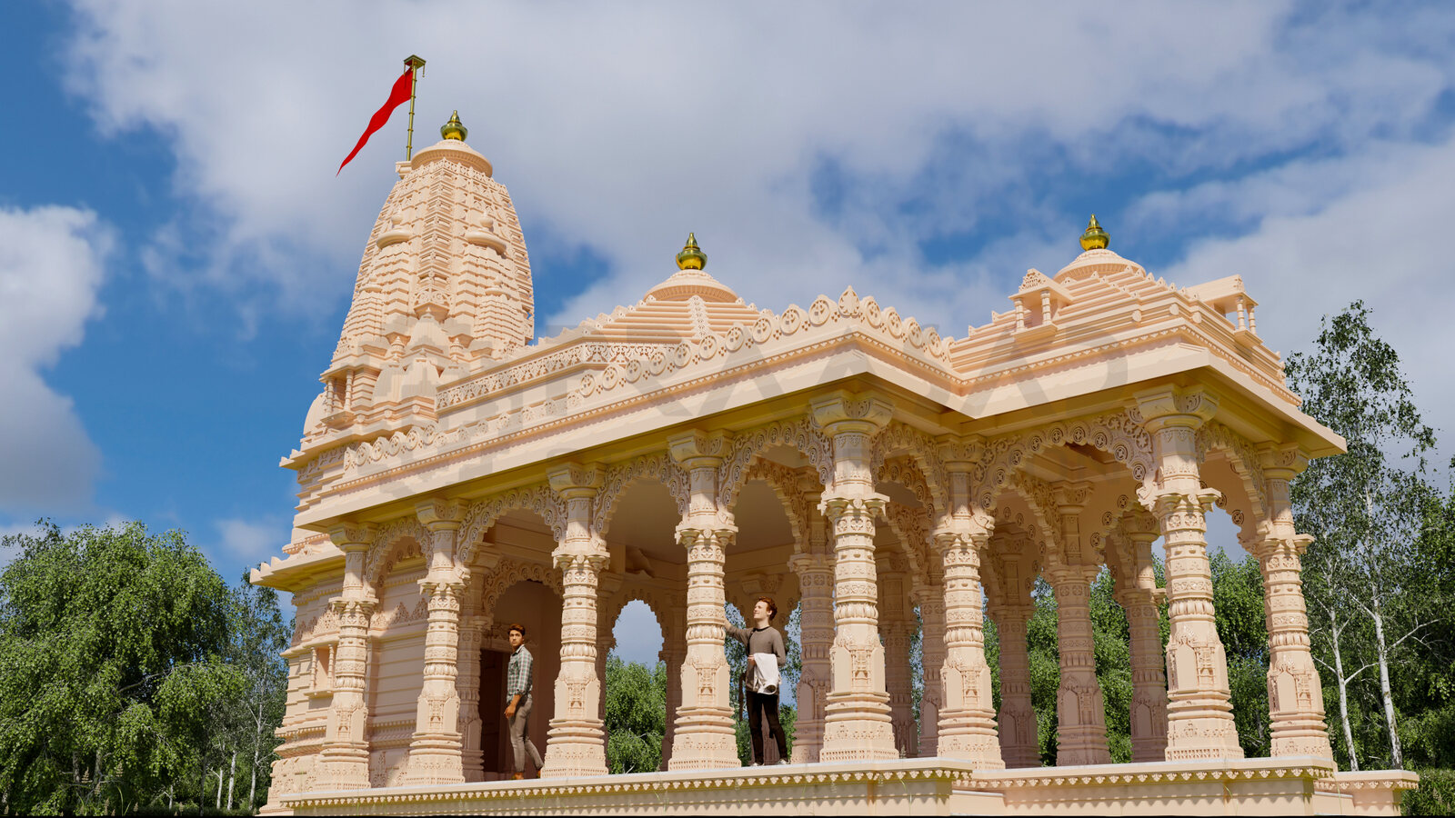 Shri Khodaldham design render, front elevation
