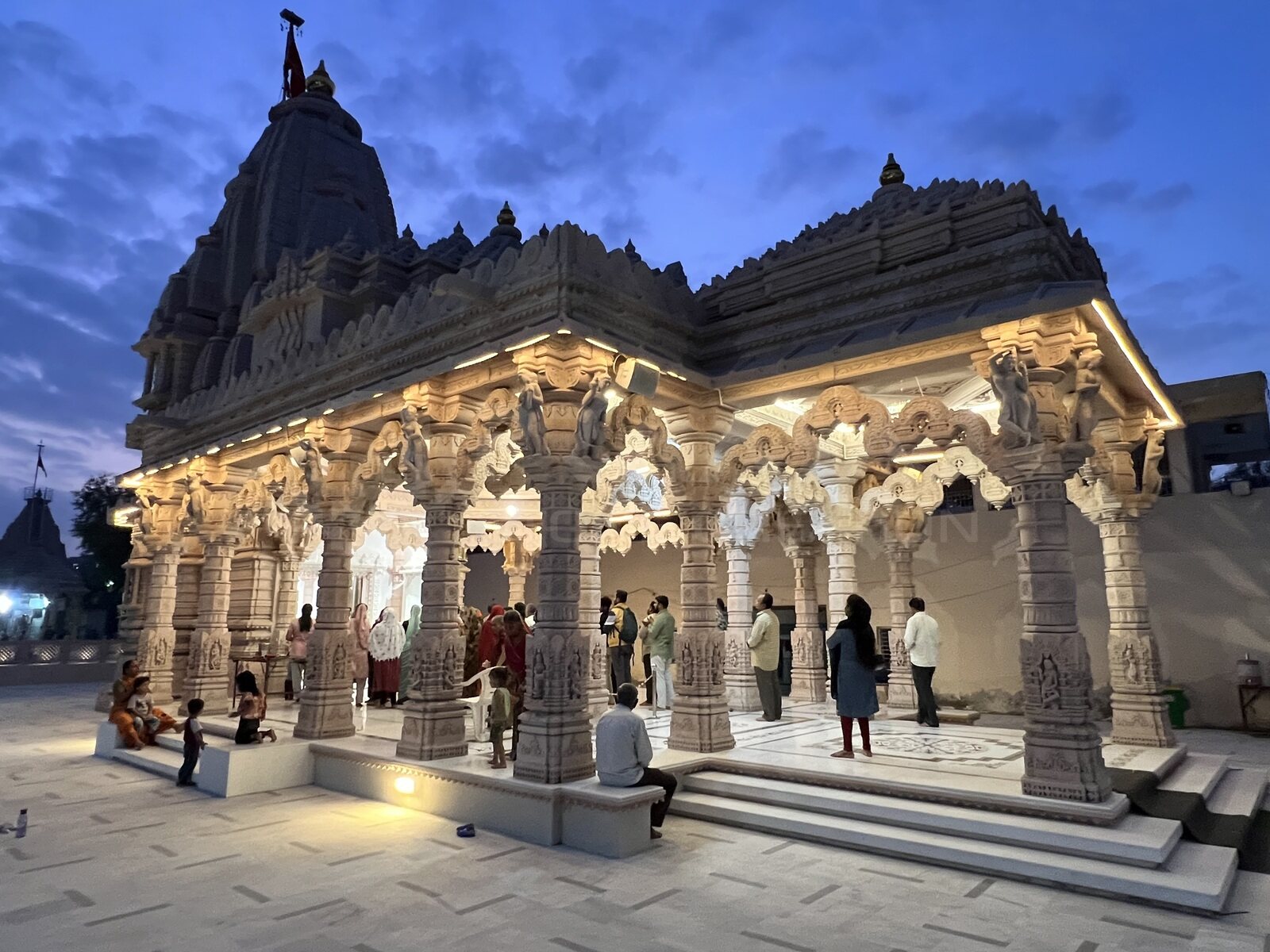 Shri Khodaldham temple at dusk